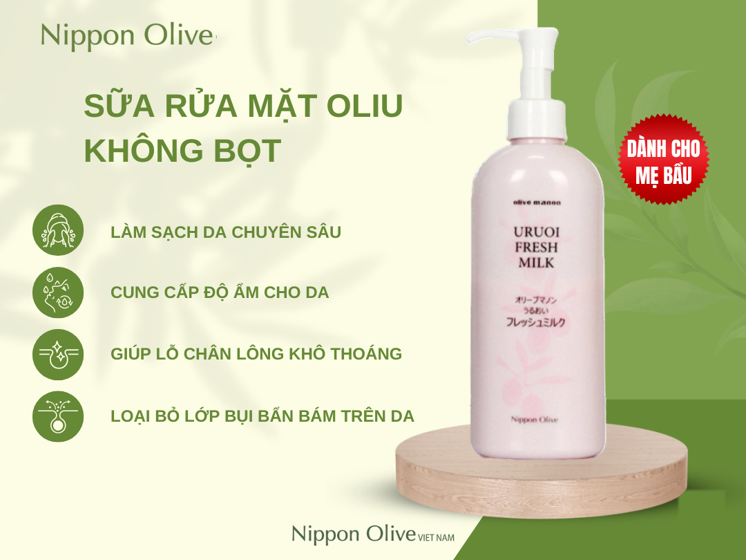 Mỹ phẩm Nhật Bản sữa rửa mặt ô liu không bọt Uruoi Fresh Milk