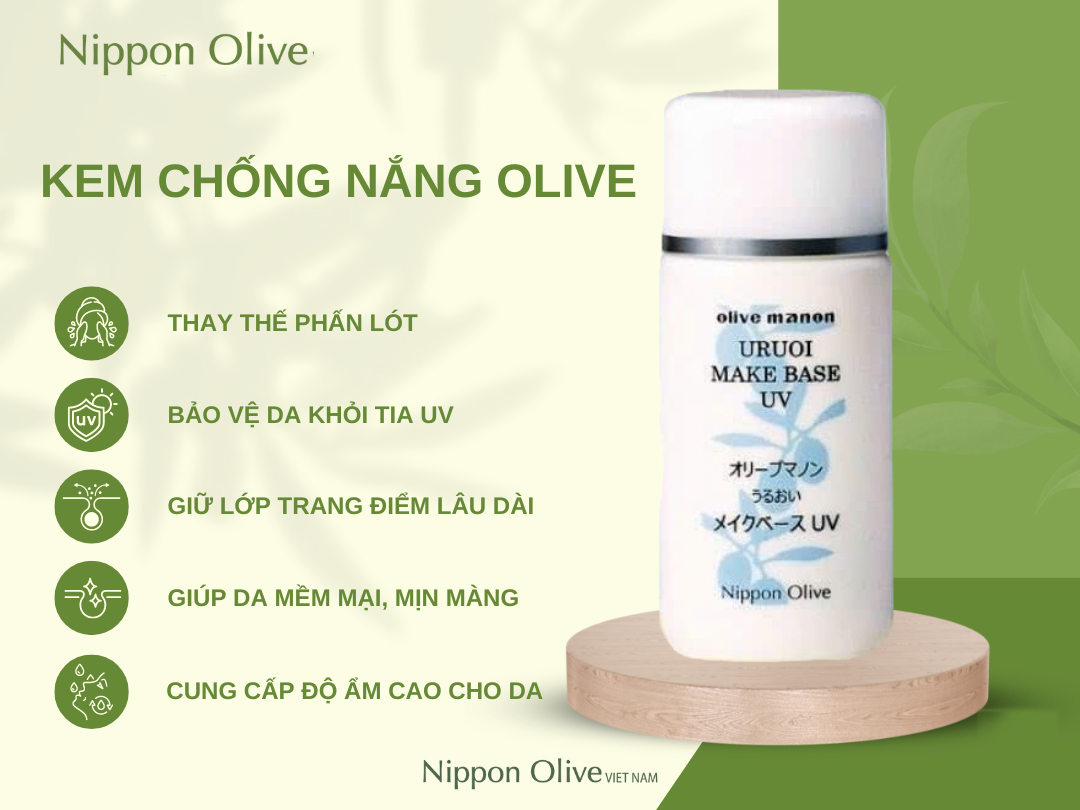 Mỹ phẩm Nhật Bản kem chống nắng ô liu Uruoi Make Base Uv